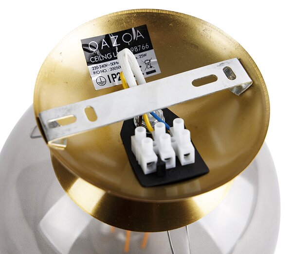 Inteligentna lampa sufitowa mosiężna z przydymionym szkłem z WiFi ST64 - Pallon