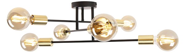 Inteligentna lampa sufitowa czarna ze złotem 6-świateł w tym Wifi G95 - Sydney