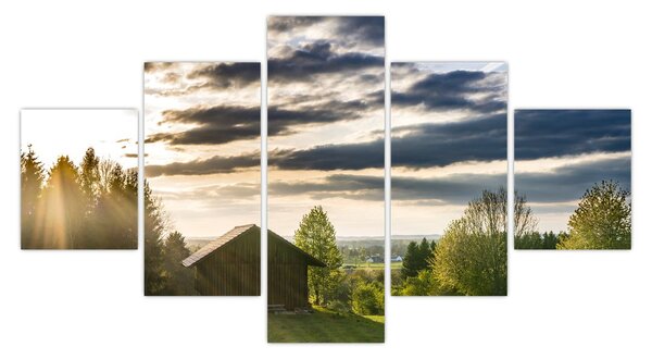 Obraz domku leśnego (125x70 cm)