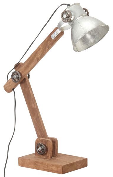 Industrialna lampa stołowa, srebrna, okrągła, 58x18x90 cm, E27