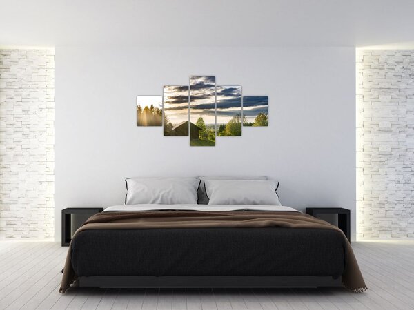 Obraz domku leśnego (125x70 cm)