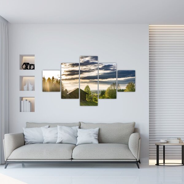 Obraz domku leśnego (125x70 cm)