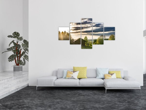 Obraz domku leśnego (125x70 cm)