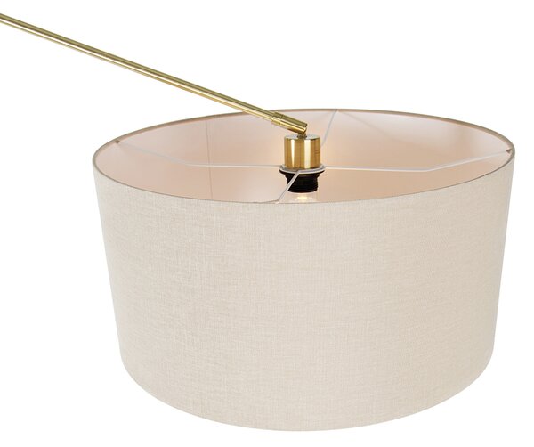 Lampa podłogowa złota z jasnobrązowym abażurem 50 cm regulowana - Editor