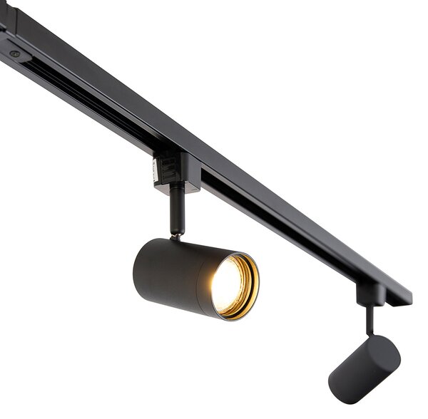 Nowoczesny 1-fazowy system szynowy z 4 reflektorami czarny - Iconic Jeana