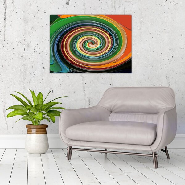 Abstrakcyjny obraz - kolorowa spirala (70x50 cm)