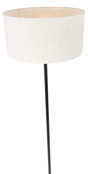 Lampa stojąca czarna z abażurem w kolorze jasnoszarym 50 cm - Simplo