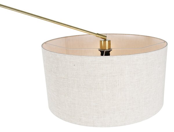 Lampa podłogowa złota z jasnoszarym abażurem 50 cm regulowana - Editor