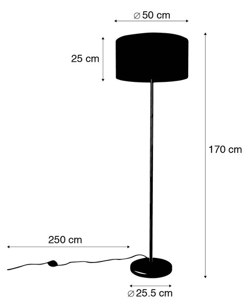 Lampa stojąca czarna z kloszem białym 50 cm - Simplo