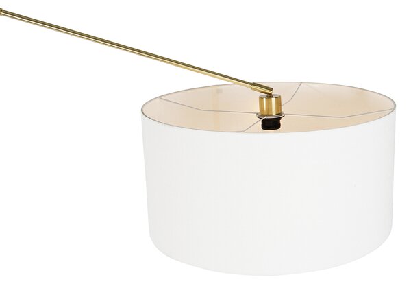 Nowoczesna lampa stojąca złota z abażurem białym 50 cm regulowana - Editor