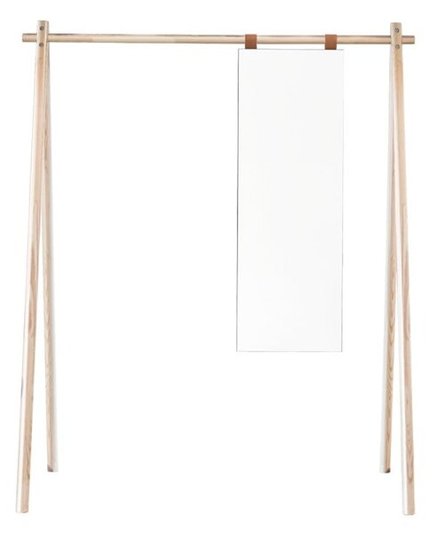 Wieszak z drewna sosnowego z lustrem Karup Design Hongi Natural