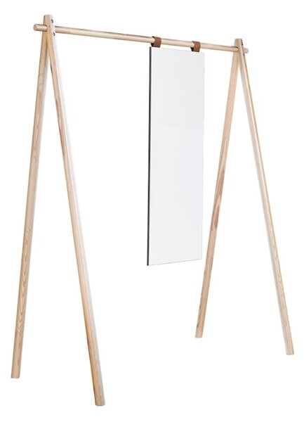 Wieszak z drewna sosnowego z lustrem Karup Design Hongi Natural