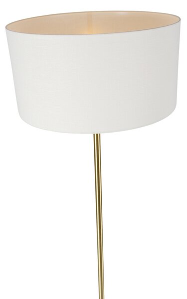 Lampa stojąca mosiądz z białym kloszem 50 cm - Simplo