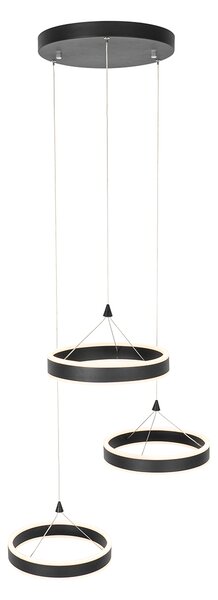 Lampa wisząca czarna okrągła w komplecie z LED 3-stopniowy ściemniacz 3-światła - Lyani