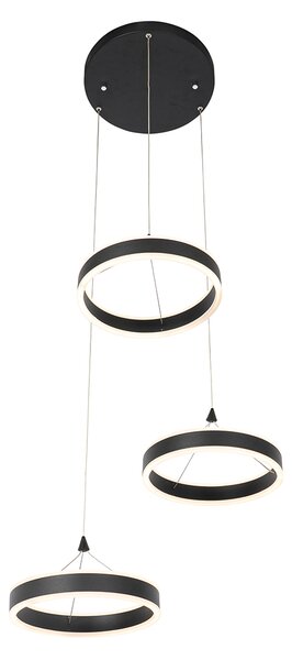 Lampa wisząca czarna okrągła w komplecie z LED 3-stopniowy ściemniacz 3-światła - Lyani