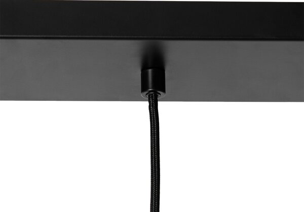 Lampa wisząca czarna z przydymionym szkłem 23 cm owalna 3-światłowa - Kevin