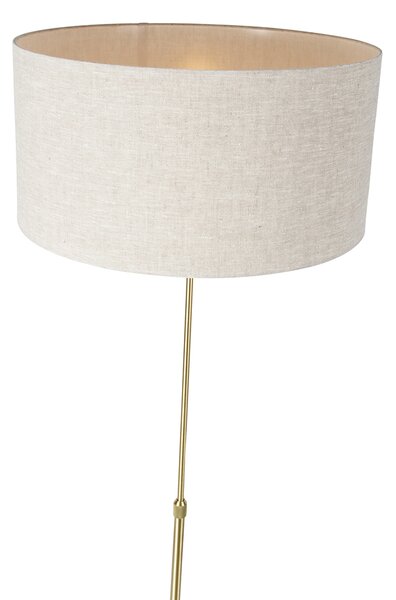 Lampa podłogowa regulowana złota z abażurem w kolorze jasnoszarym 50 cm - Parte