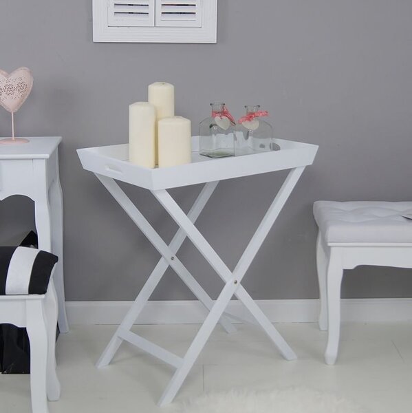 Rozkładany stolik, taca, kolor biały, matowy