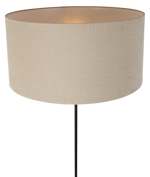 Lampa podłogowa czarna regulowana z abażurem w kolorze jasnobrązowym 50 cm - Parte