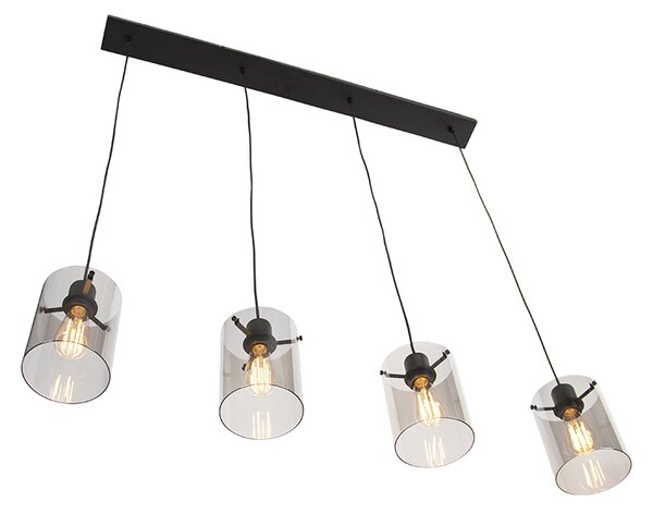 Inteligentna lampa wisząca czarna z przydymionym szkłem, w tym 4 WiFi ST64 - Dome