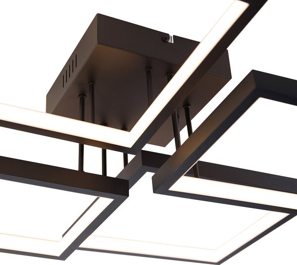 Lampa sufitowa czarna w komplecie z LED 3-stopniowy ściemniacz 4-światła - Lejo