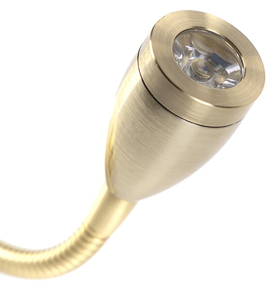 Złota lampa ścienna z USB i białym kloszem 18 cm - Brescia Combi
