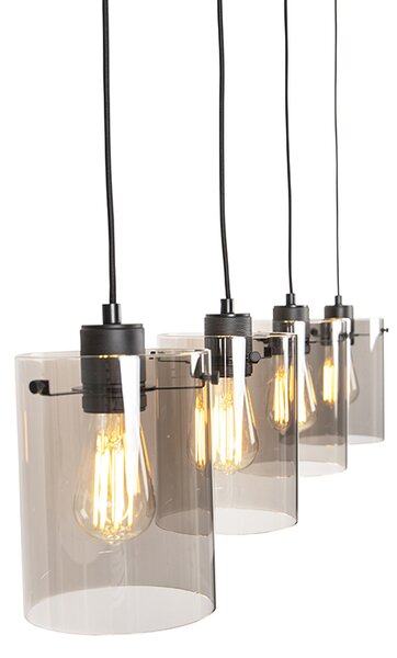Inteligentna lampa wisząca czarna z przydymionym szkłem, w tym 4 WiFi ST64 - Dome