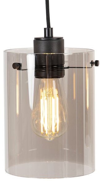 Inteligentna lampa wisząca czarna z przydymionym szkłem, w tym 4 WiFi ST64 - Dome