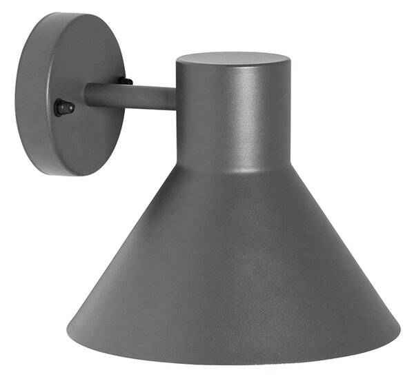 Industrialna lampa ścienna zewnętrzna ciemnoszara stożek IP44 - Natas