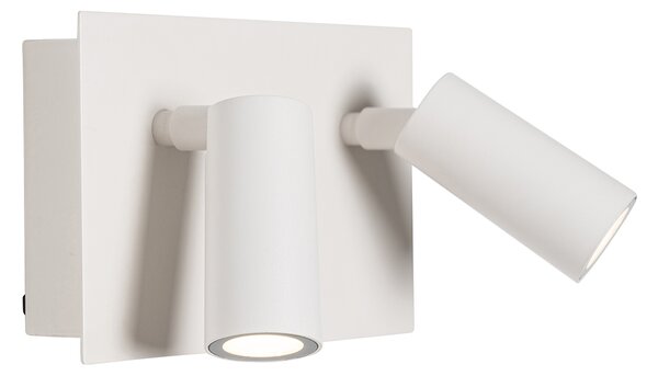 Lampa ścienna zewnętrzna biała z wbudowanym LED 2-punktowy czujnik ruchu - Simon