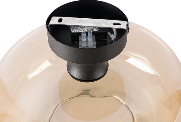 Lampa sufitowa art deco czarna z bursztynowym szkłem - Bizle