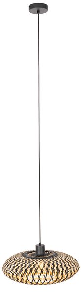Orientalna lampa wisząca czarna z bambusa 40 cm - Ostrava
