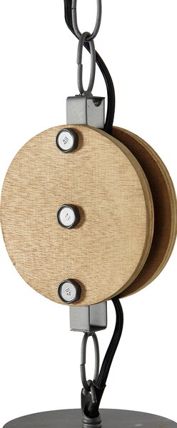 Industrialna lampa wisząca ciemnoszara z drewnem 34 cm - Arthur