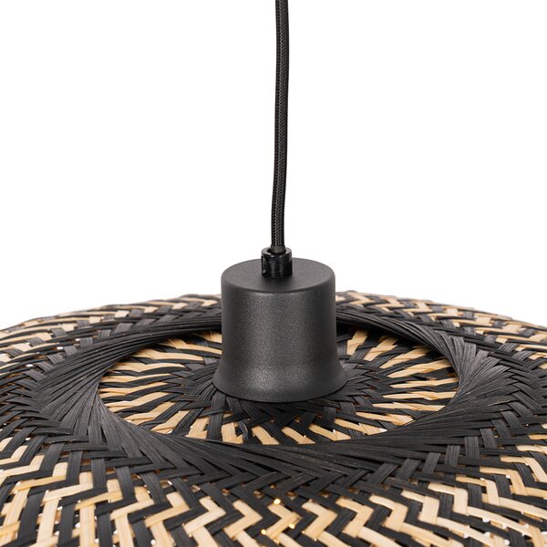 Orientalna lampa wisząca czarna bambusowa 50 cm - Ostrava