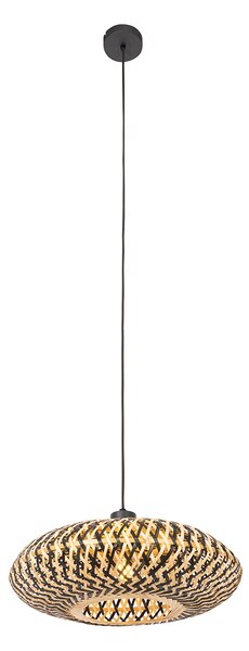 Orientalna lampa wisząca czarna z bambusa 40 cm - Ostrava