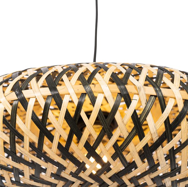 Orientalna lampa wisząca czarna z bambusa 40 cm - Ostrava