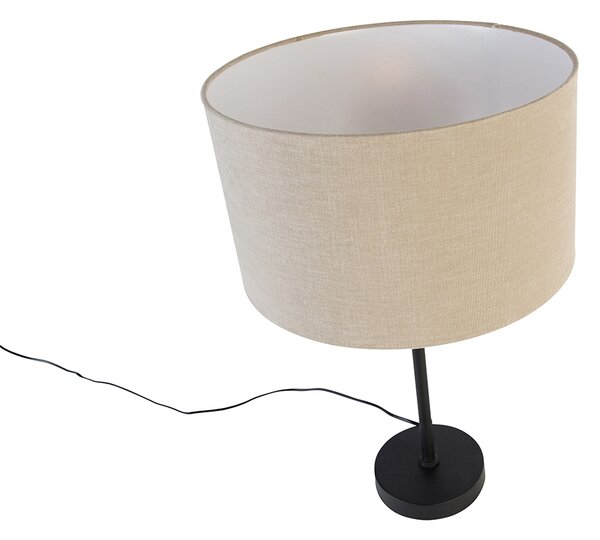 Lampa stołowa czarna regulowana z kloszem w kolorze jasnobrązowym 35 cm - Parte
