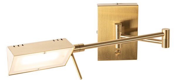 Designerska lampa ścienna mosiądz z wbudowanym ściemnianym LED - Notia