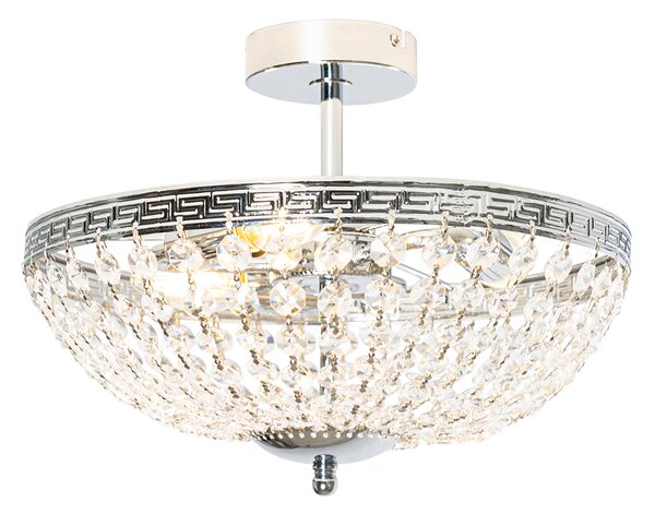 Klasyczna lampa sufitowa stalowa z kryształem 3-światłowa - Mondrian