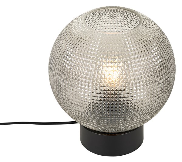 Designerska lampa stołowa czarna z dymionym szkłem - Chico