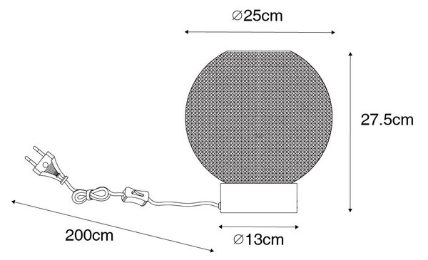Designerska lampa stołowa czarna z dymionym szkłem - Chico