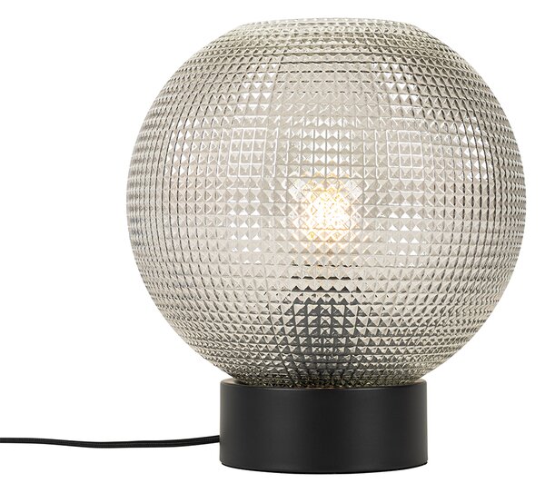 Designerska lampa stołowa czarna z dymionym szkłem - Chico