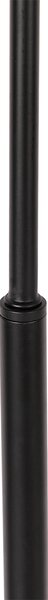 Designerska lampa podłogowa czarna z mosiądzem i bursztynowym szkłem - Zuzanna