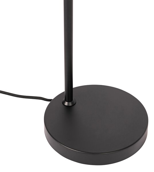 Designerska lampa stołowa czarna z mosiądzem i bursztynowym szkłem - Zuzanna