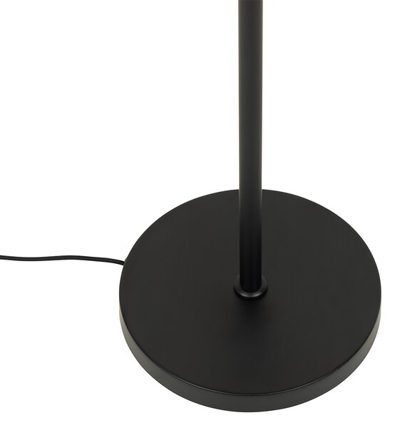 Designerska lampa podłogowa czarna ze złotem i dymionym szkłem - Kyan