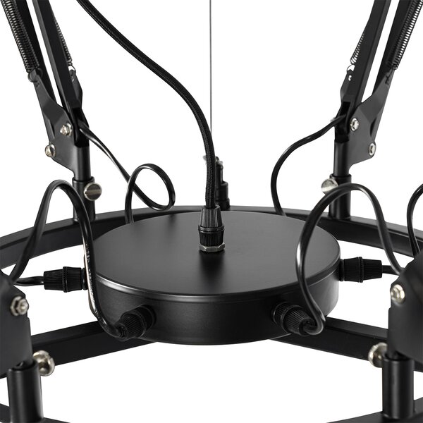 Industrialna lampa wisząca czarna 6-światłowa regulowana - Hobby Spinne