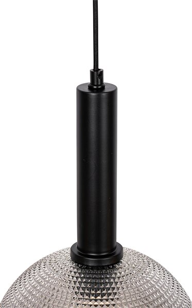Designerska lampa wisząca czarna z przydymionym szkłem 4-światłowa - Chico
