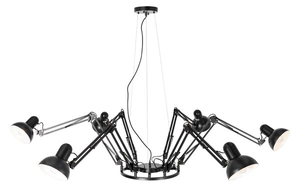Industrialna lampa wisząca czarna 6-światłowa regulowana - Hobby Spinne