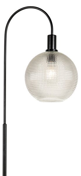 Designerska lampa podłogowa czarna z dymionym szkłem - Chico
