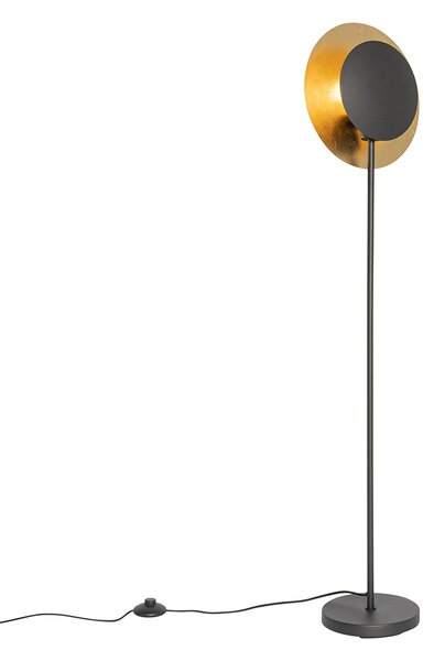Lampa podłogowa art deco czarna ze złotem - Emilienne